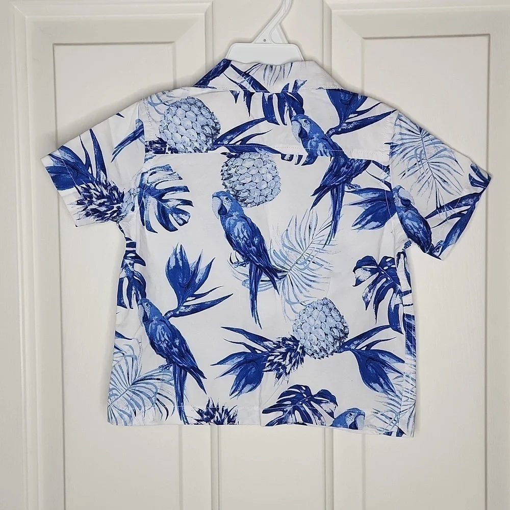 THE Children's Place Parrot Poplin Button Down Shirt 18-24M NWT